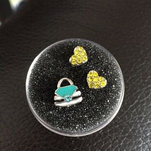 Set of 3 Origami Owl Charms Purse and yellow hearts